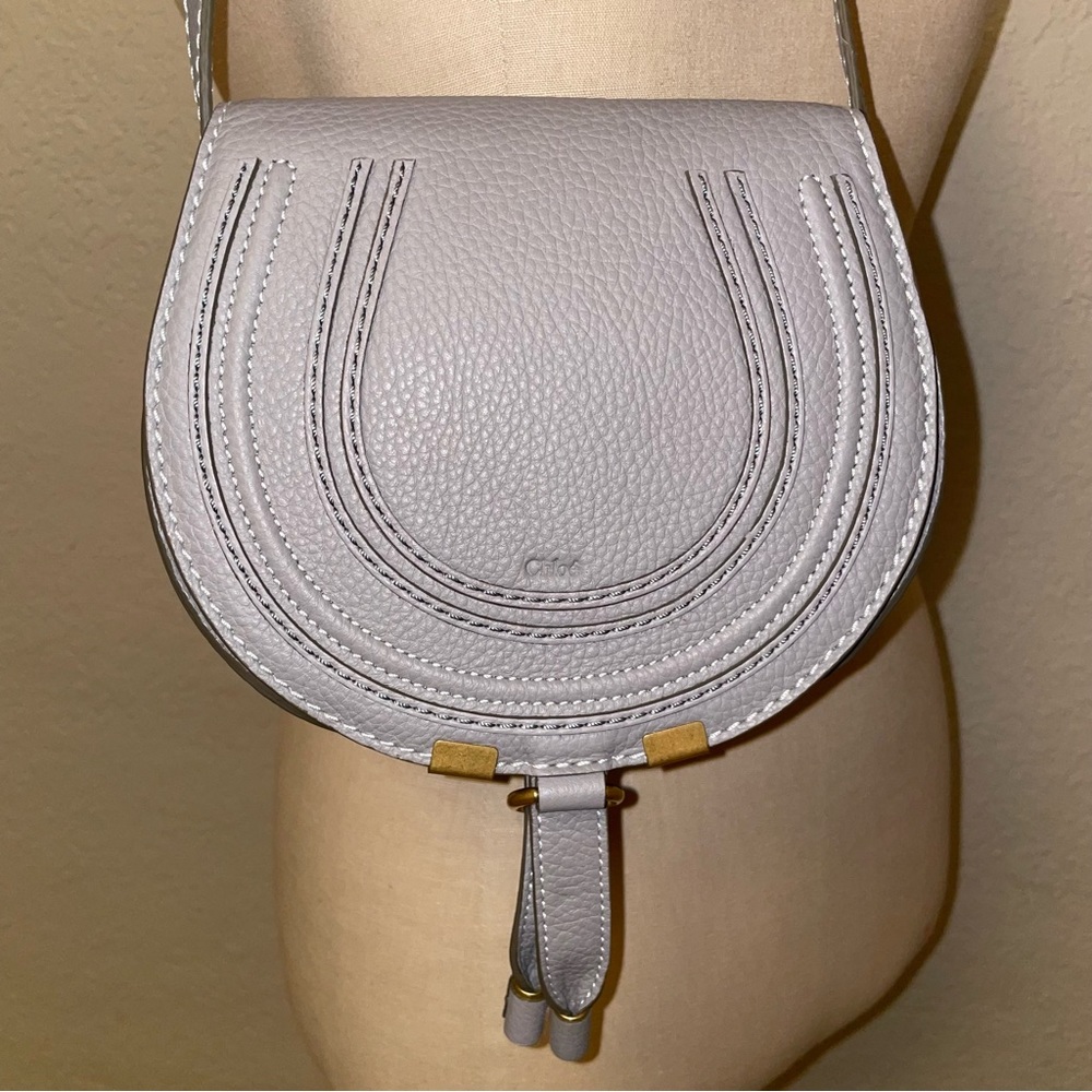 Chloé Marcie Small Saddle Bag in Cashmere Grey